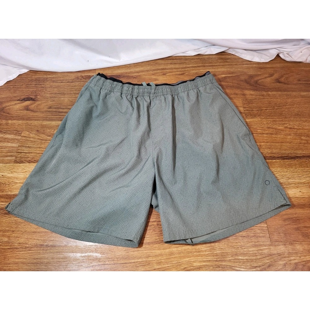 Skora Shorts Mens Large Green Athletic Gym Qwick Dry Wicking Pockets 7"‎ Running